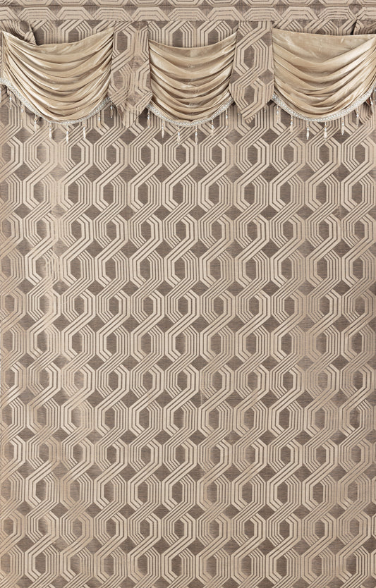 Glory Rugs 2pc Curtain Set with Attached Valance and Backing 55"X84" Each Ragad Brown