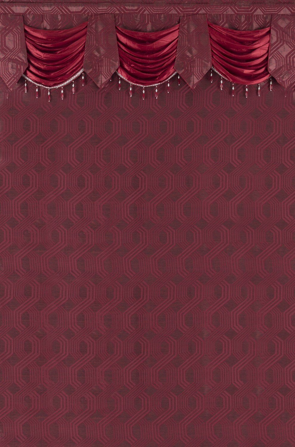 Glory Rugs 2pc Curtain Set with Attached Valance and Backing 55"X84" Each Ragad Burgundy