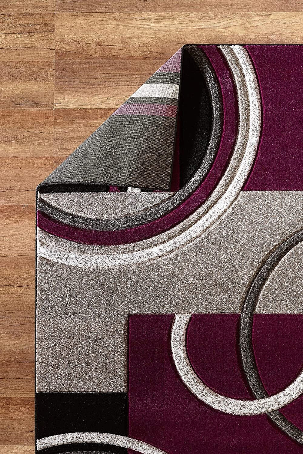 Platinum Collection Swirls Purple Light Grey Rug Carpet Living Room Dining Accent (4937)
