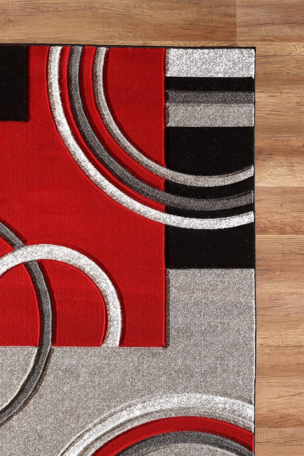 Platinum Collection Swirls Black Red Rug Carpet Living Room Dining Accent (4937)