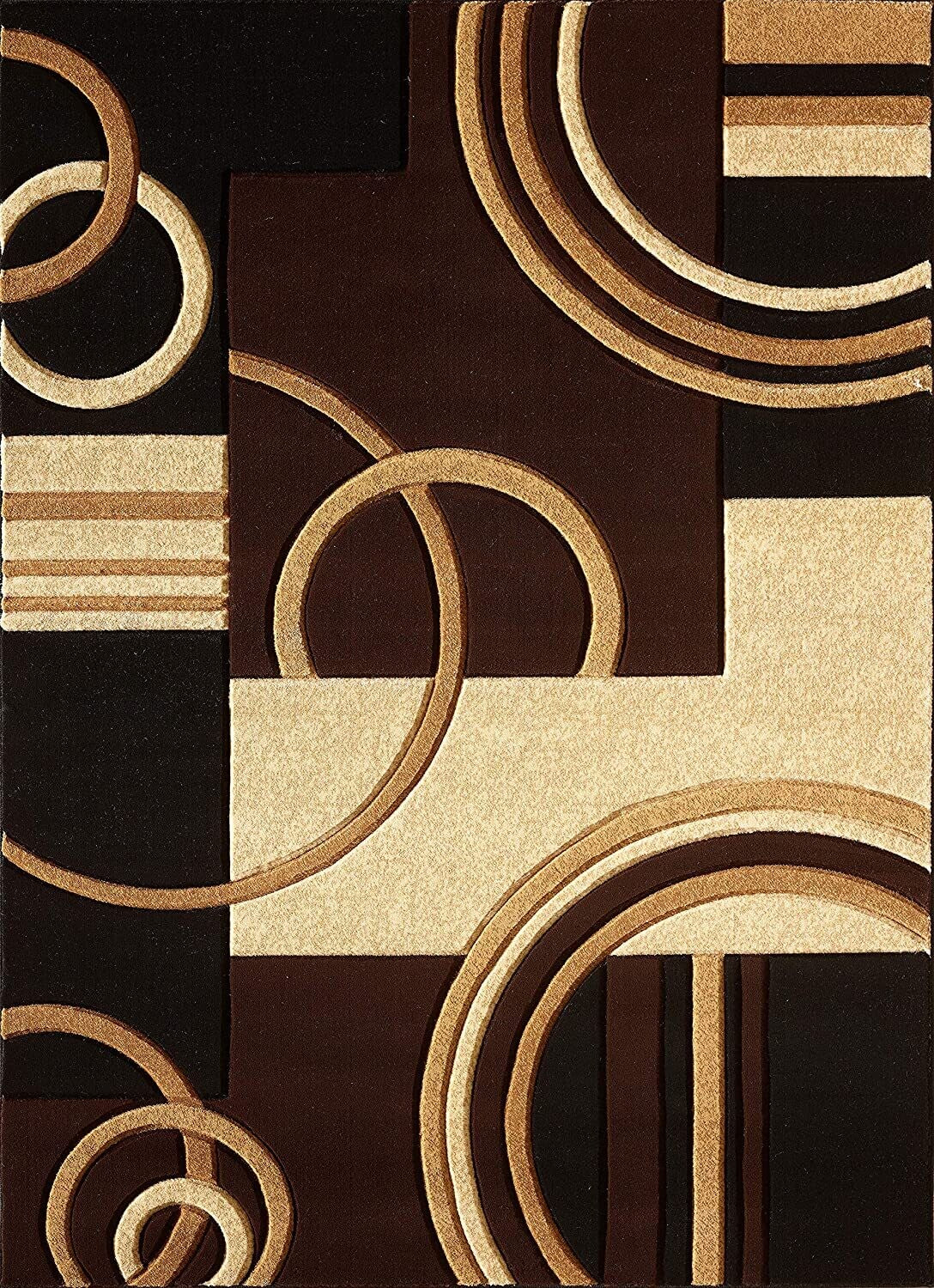 Platinum Collection Swirls Brown Beige Rug Carpet Living Room Dining Accent (4937)