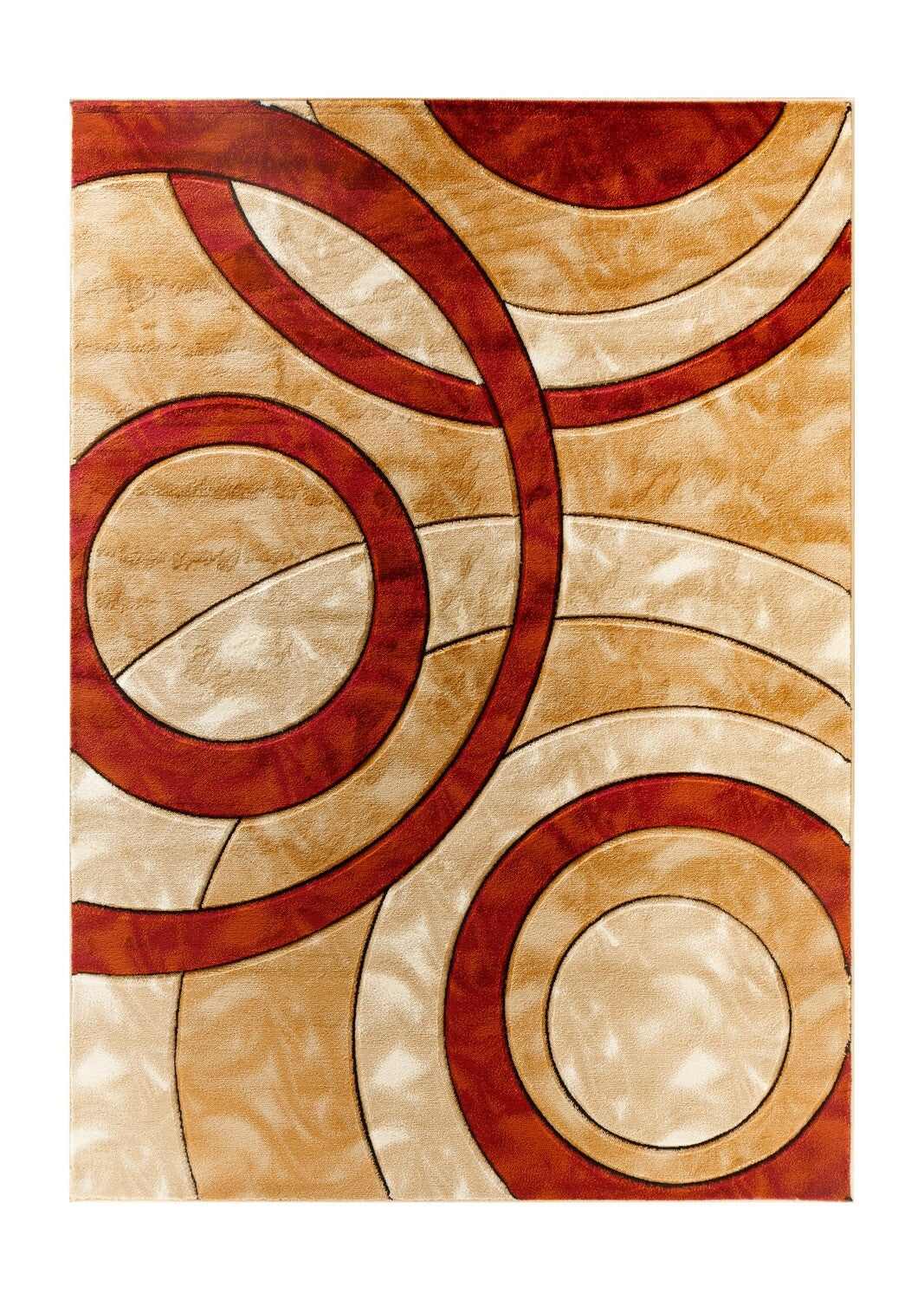 Platinum Collection Circular Dark Red Rug Carpet Living Room Dining Accent (6607)