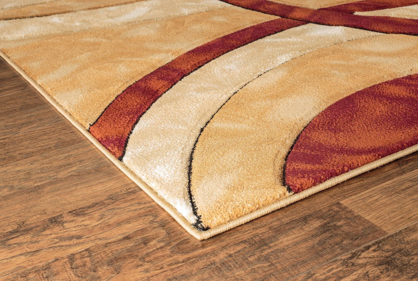 Platinum Collection Circular Dark Red Rug Carpet Living Room Dining Accent (6607)