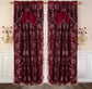 Glory Rugs Flower Curtain Window Panel Set 2 Luxury Curtains with Attached Valance and Sheer Backing Living Room Bedroom Dining 55x84 Each Balsam Burgundy