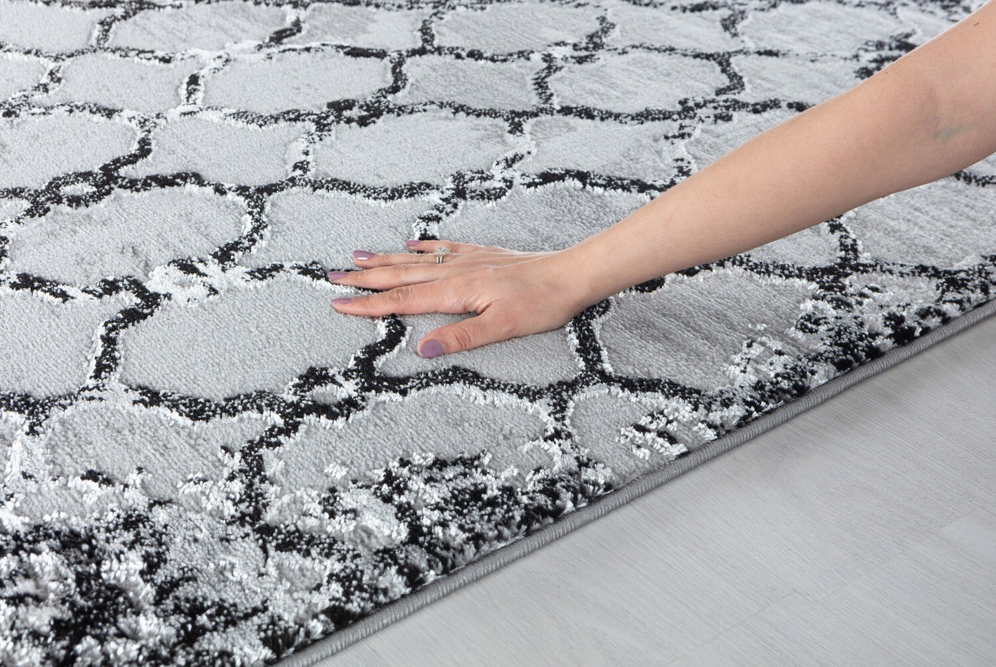 Glory Rugs Modern Abstract Trellis Area Rug Grey Black Rugs for Home Office Bedroom and Living Room