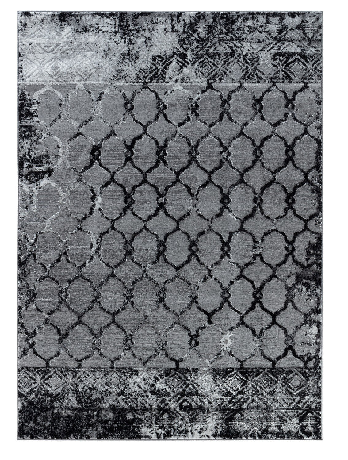 Glory Rugs Modern Abstract Trellis Area Rug Grey Black Rugs for Home Office Bedroom and Living Room