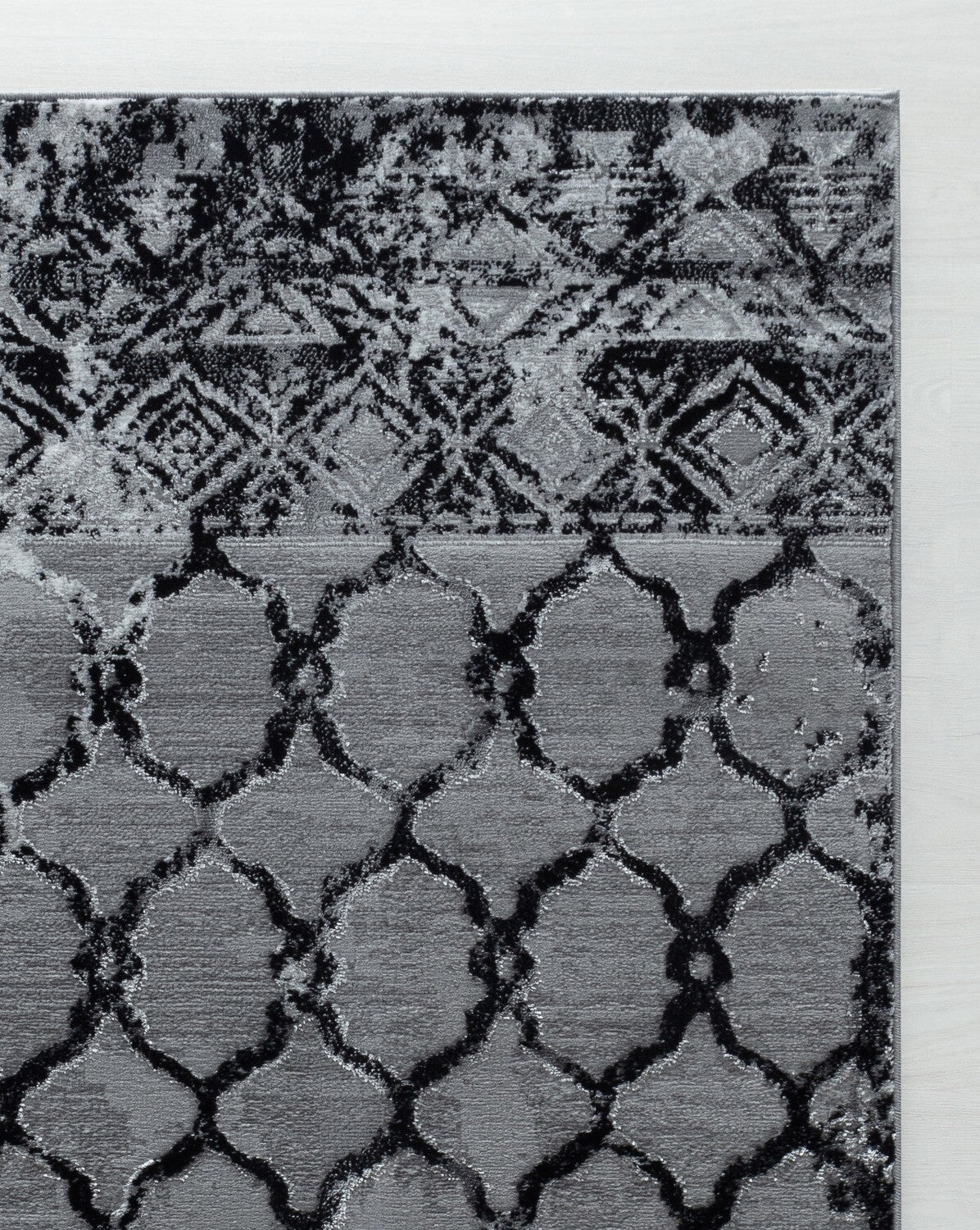 Glory Rugs Modern Abstract Trellis Area Rug Grey Black Rugs for Home Office Bedroom and Living Room