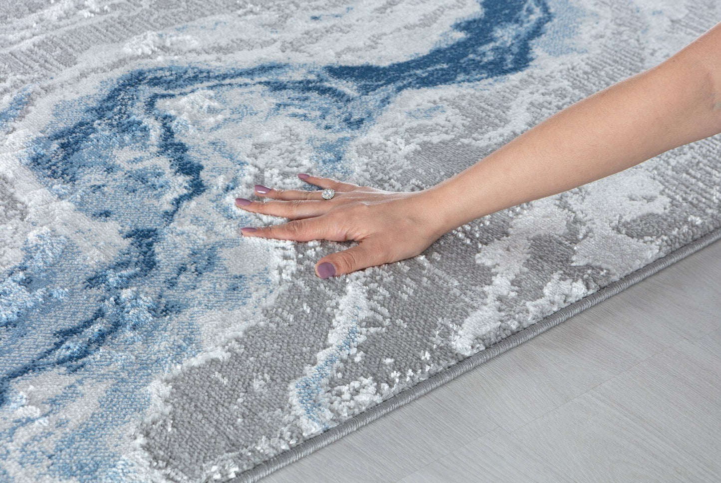 Glory Rugs Modern Abstract Area Rug Grey Navy Rugs for Home Office Bedroom and Living Room