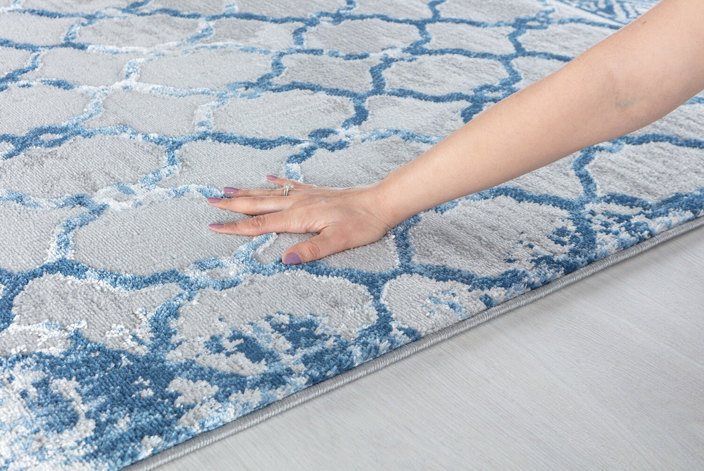Glory Rugs Modern Abstract Trellis Area Rug Grey Navy Rugs for Home Office Bedroom and Living Room
