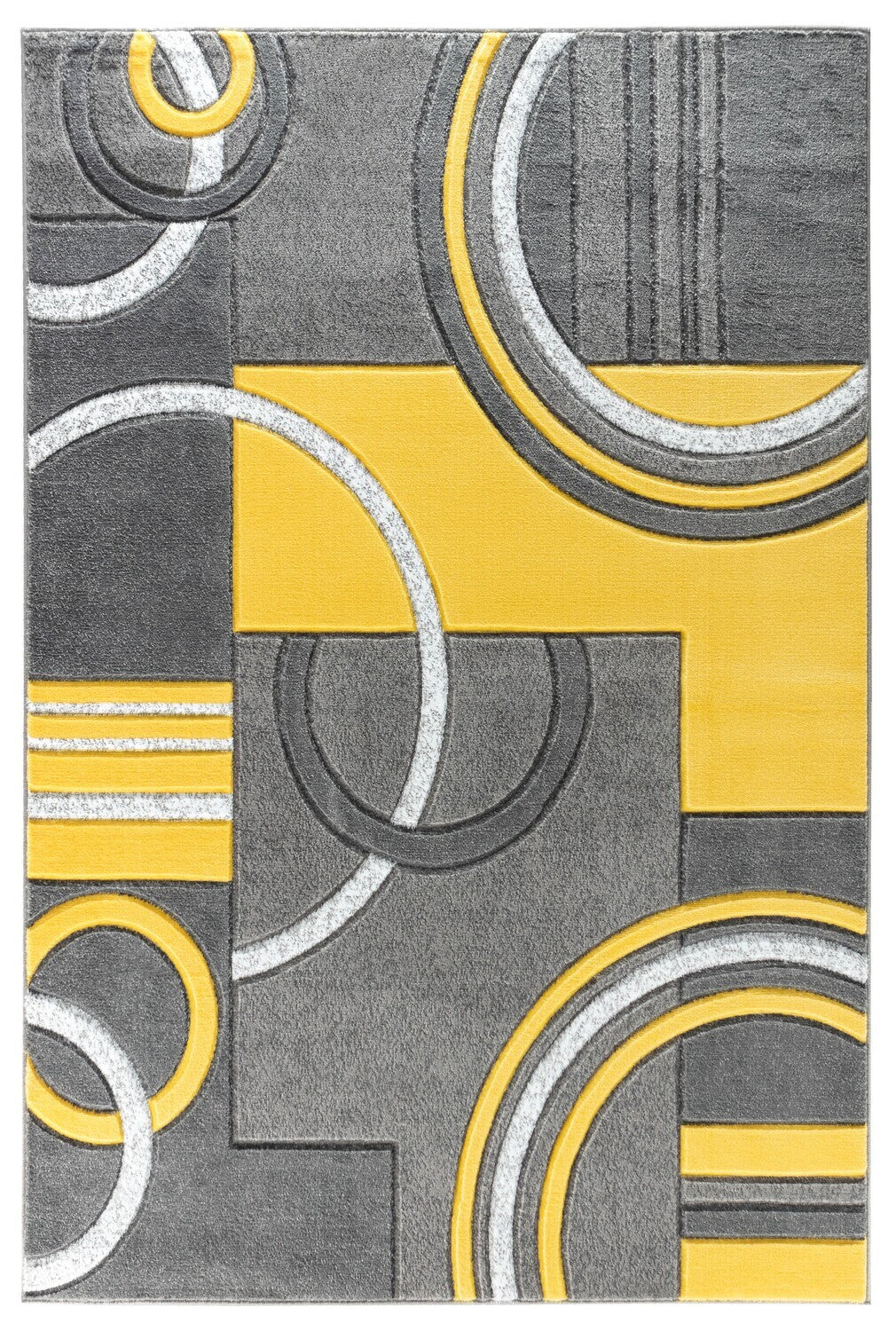 Platinum Collection Swirls Yellow Grey Rug Carpet Living Room Dining Accent (4937)