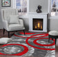 Platinum Collection Circular Light Red Rug Carpet Living Room Dining Accent (6607)