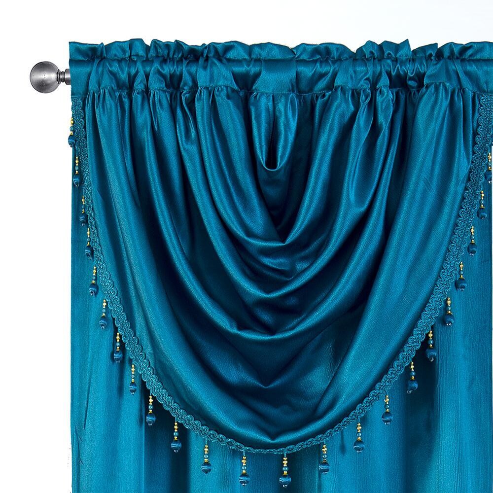 GLORY RUGS Window Panel with Attached Valance Curtain Bedroom Living Room Dining 42"X84" Blue