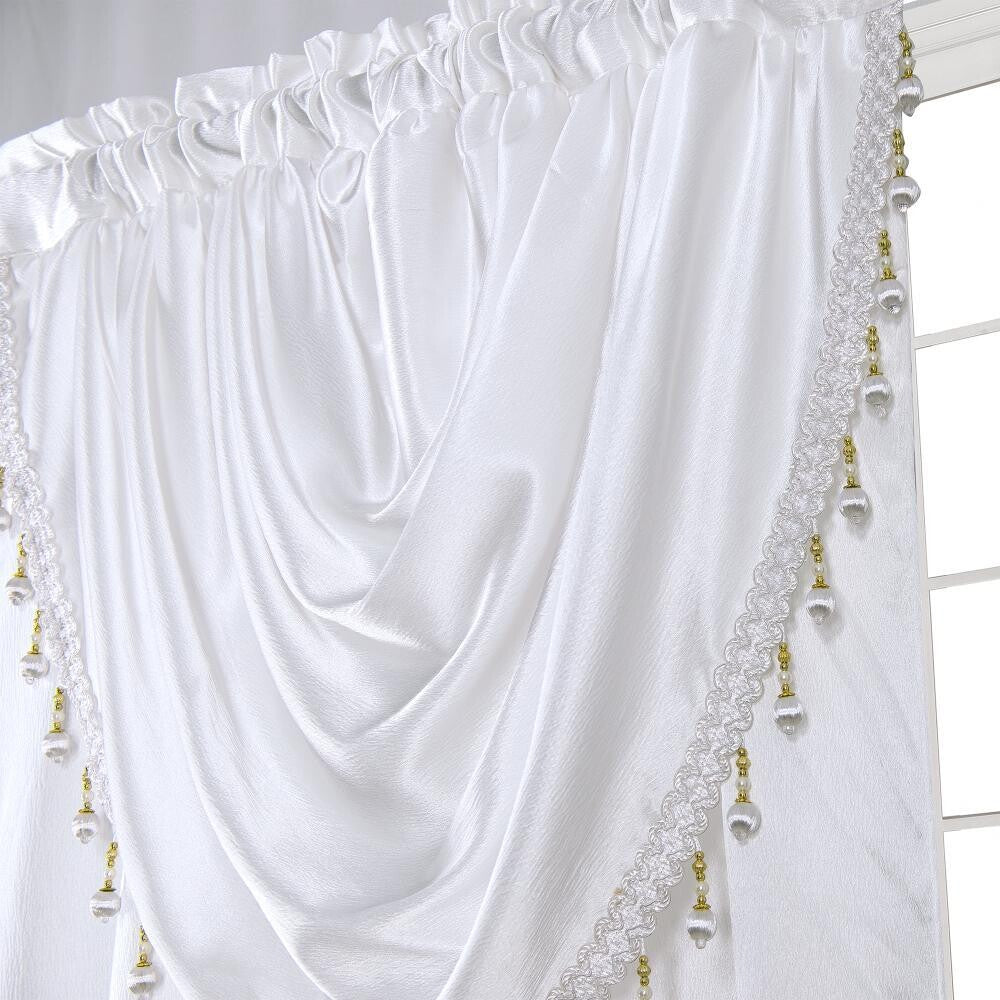 GLORY RUGS Window Panel with Attached Valance Curtain Bedroom Living Room Dining 42"X84" White