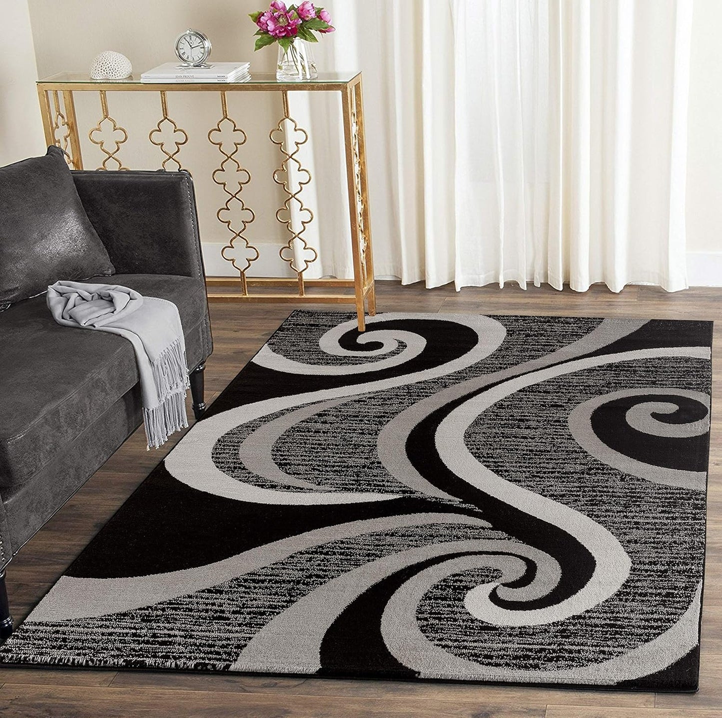 GLORY RUGS Modern Area Rug Swirls Carpet Bedroom Living Room Contemporary Dining Accent Sevilla Collection 4817A
