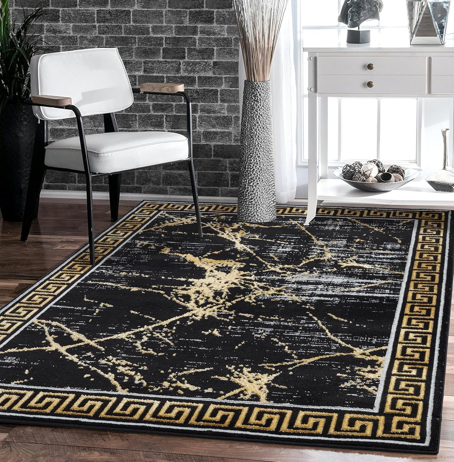 GLORY RUGS Area Rugs 927 Marble Gold Carpet Modern Abstract Rug Living Room Dining Bedroom Rug