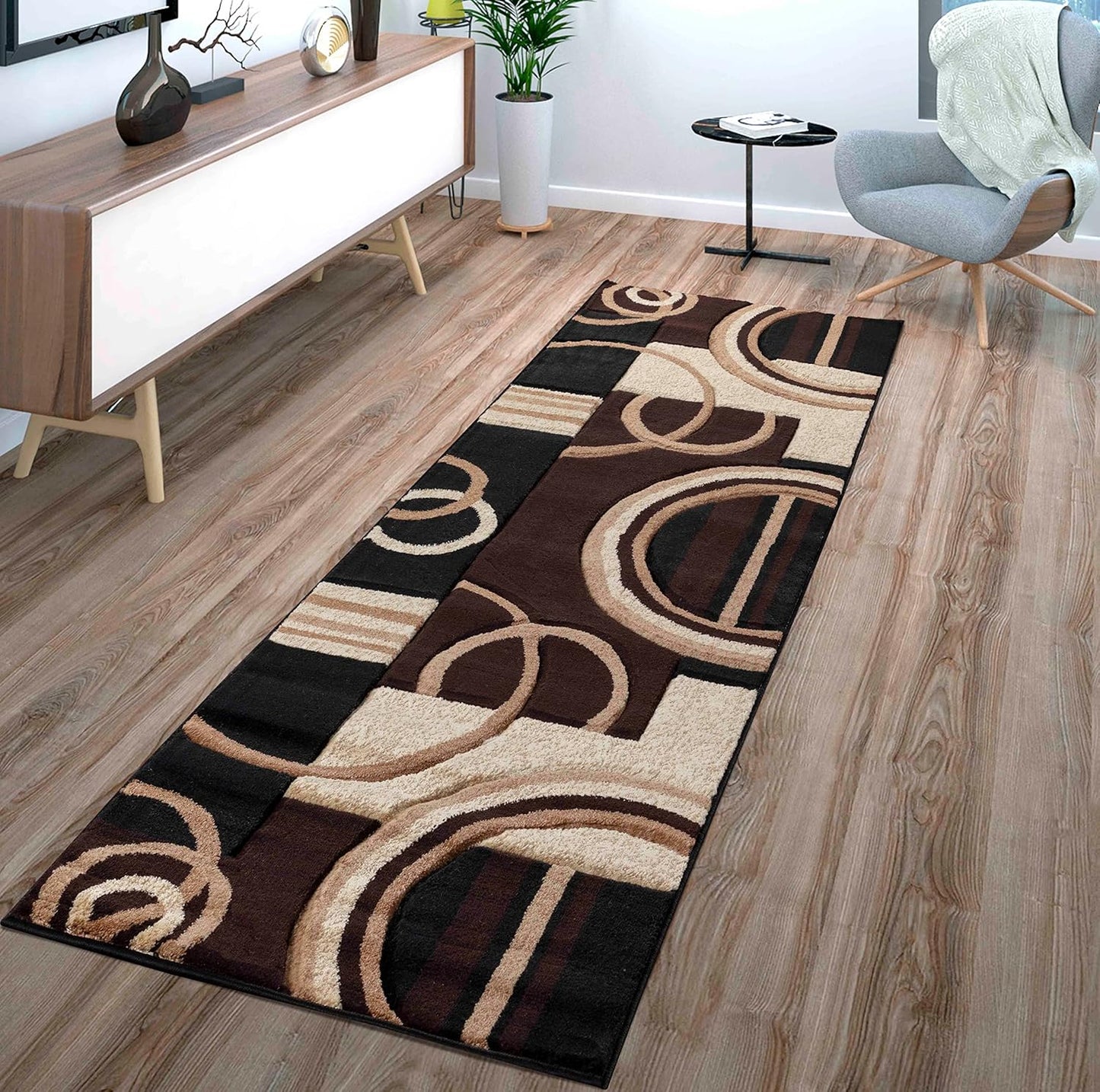 GLORY RUGS 4937 Area Rug Modern Soft Hand Carved Contemporary Floor Carpet with Premium Fluffy Texture for Indoor Living Dining Room and Bedroom Area