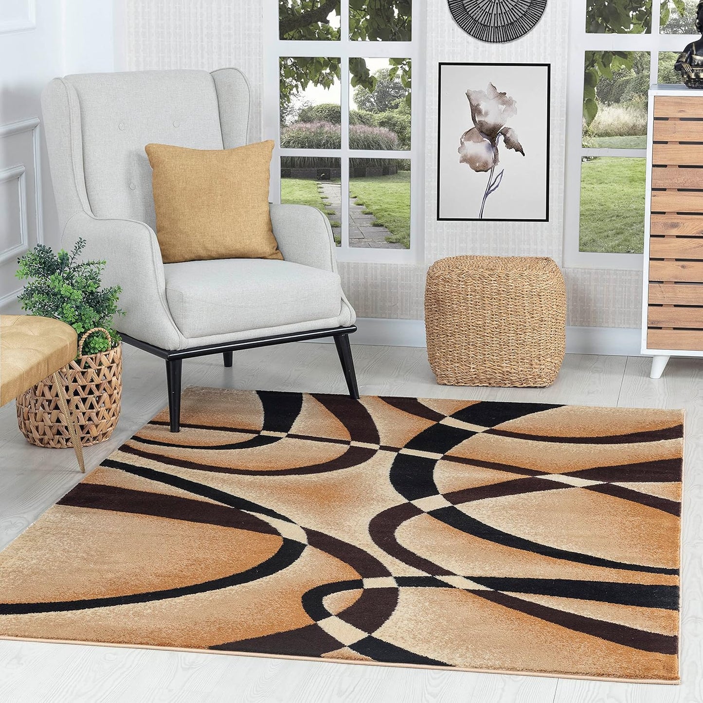 GLORY RUGS 4816 Modern Area Rug Swirls Carpet Bedroom Living Room Contemporary Dining Accent Sevilla Collection