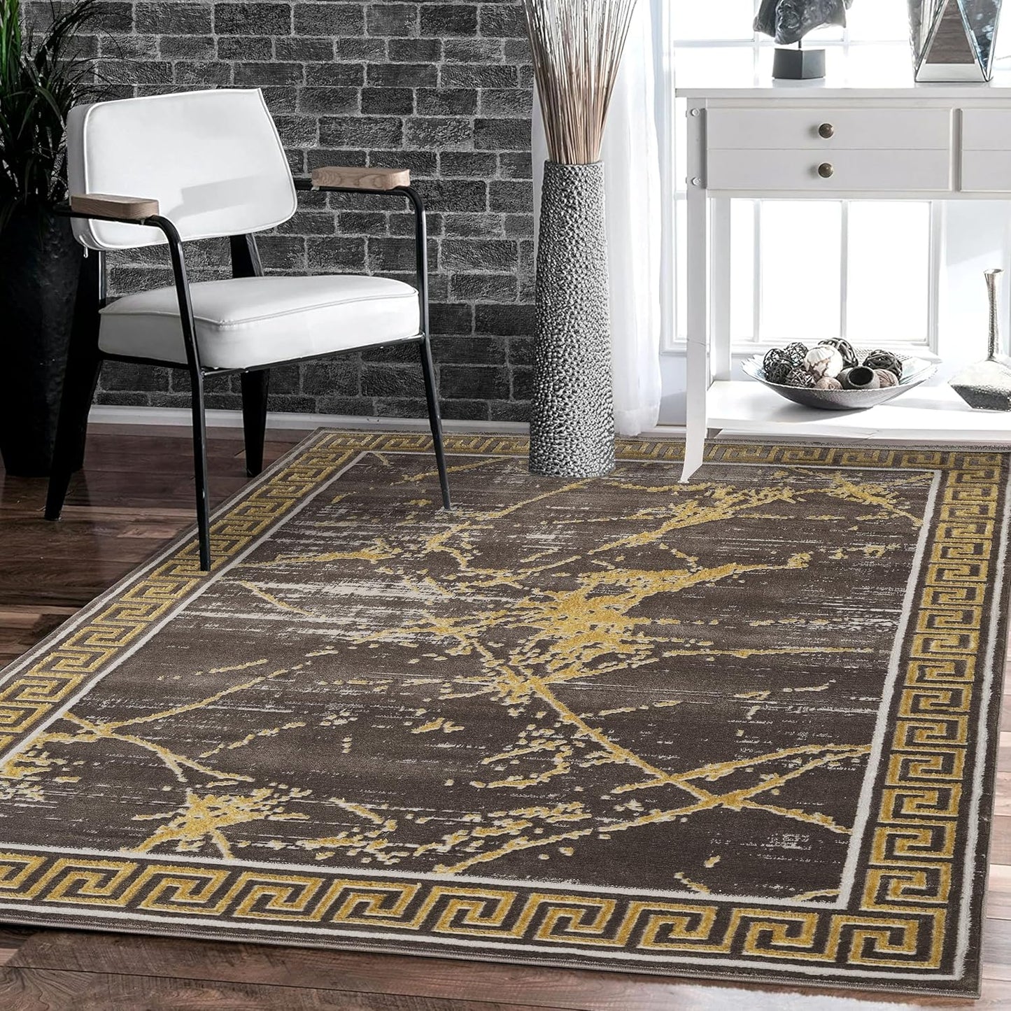 GLORY RUGS Area Rugs 927 Marble Gold Carpet Modern Abstract Rug Living Room Dining Bedroom Rug