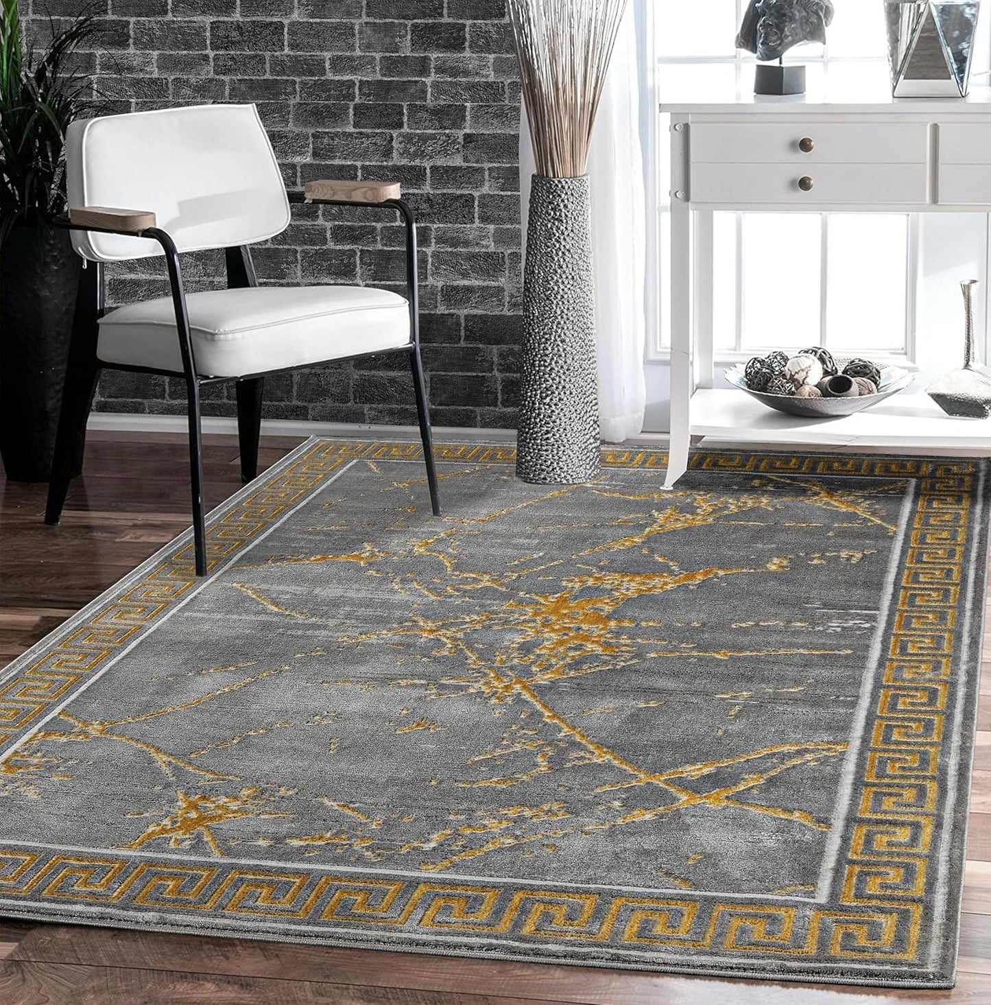 GLORY RUGS Area Rugs 927 Marble Gold Carpet Modern Abstract Rug Living Room Dining Bedroom Rug