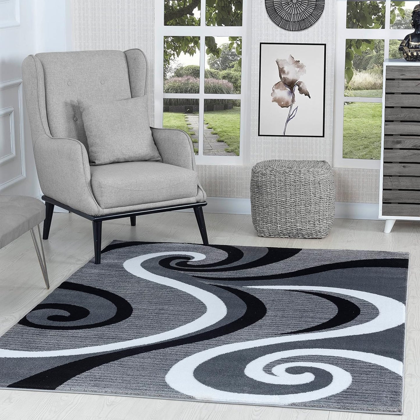 GLORY RUGS Modern Area Rug Swirls Carpet Bedroom Living Room Contemporary Dining Accent Sevilla Collection 4817A