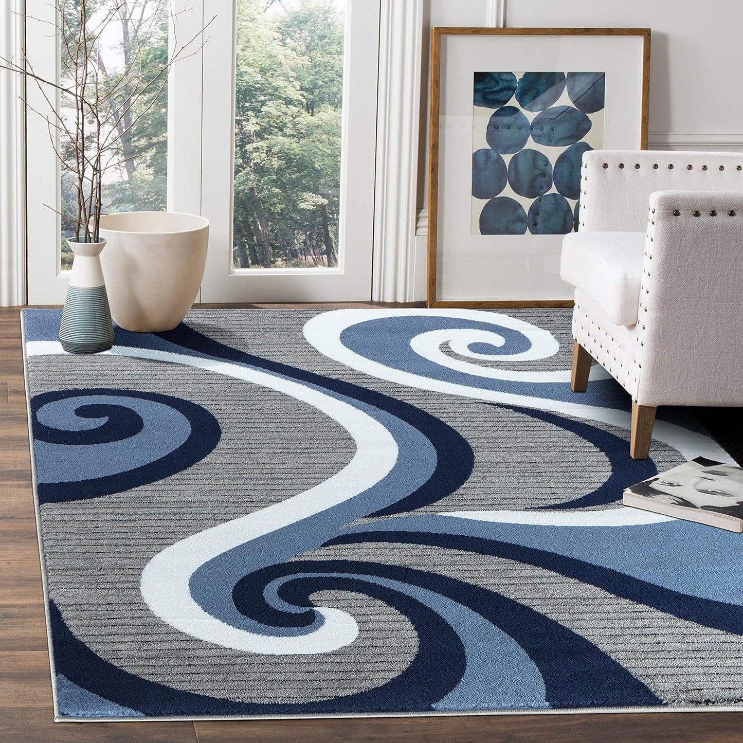 GLORY RUGS Modern Area Rug Swirls Carpet Bedroom Living Room Contemporary Dining Accent Sevilla Collection 4817A