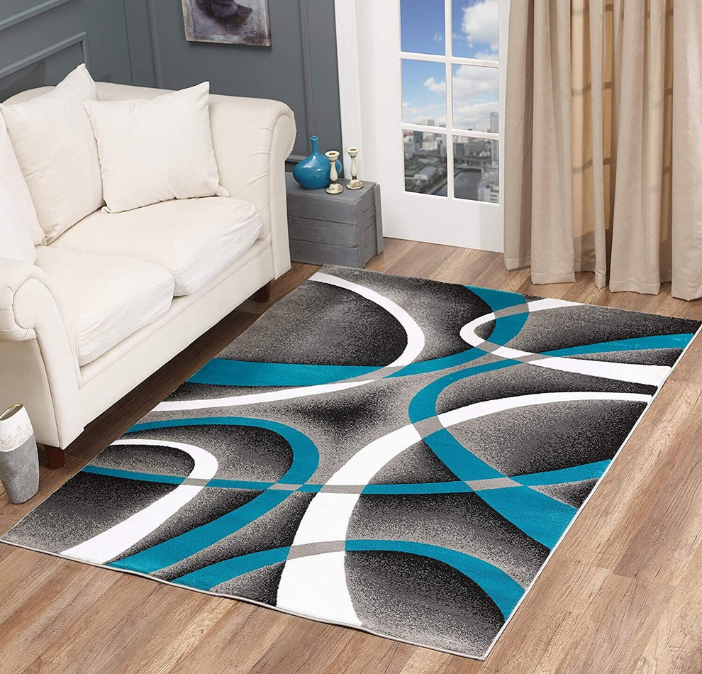 GLORY RUGS 4816 Modern Area Rug Swirls Carpet Bedroom Living Room Contemporary Dining Accent Sevilla Collection