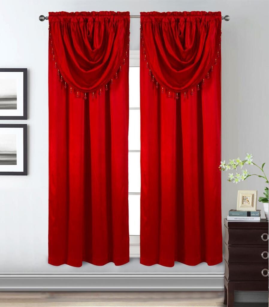 GLORY RUGS Window Panel with Attached Valance Curtain Bedroom Living Room Dining 42"X84"