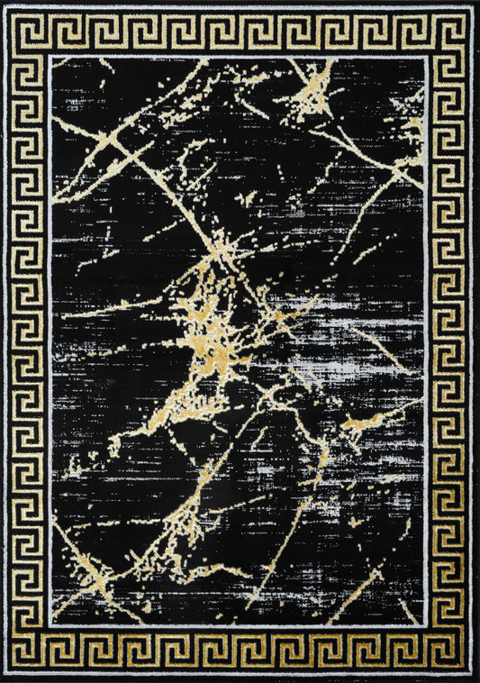 GLORY RUGS Area Rugs Marble 8x10 Black Gold Carpet Modern Abstract Rug Living Room Dining Bedroom Rug