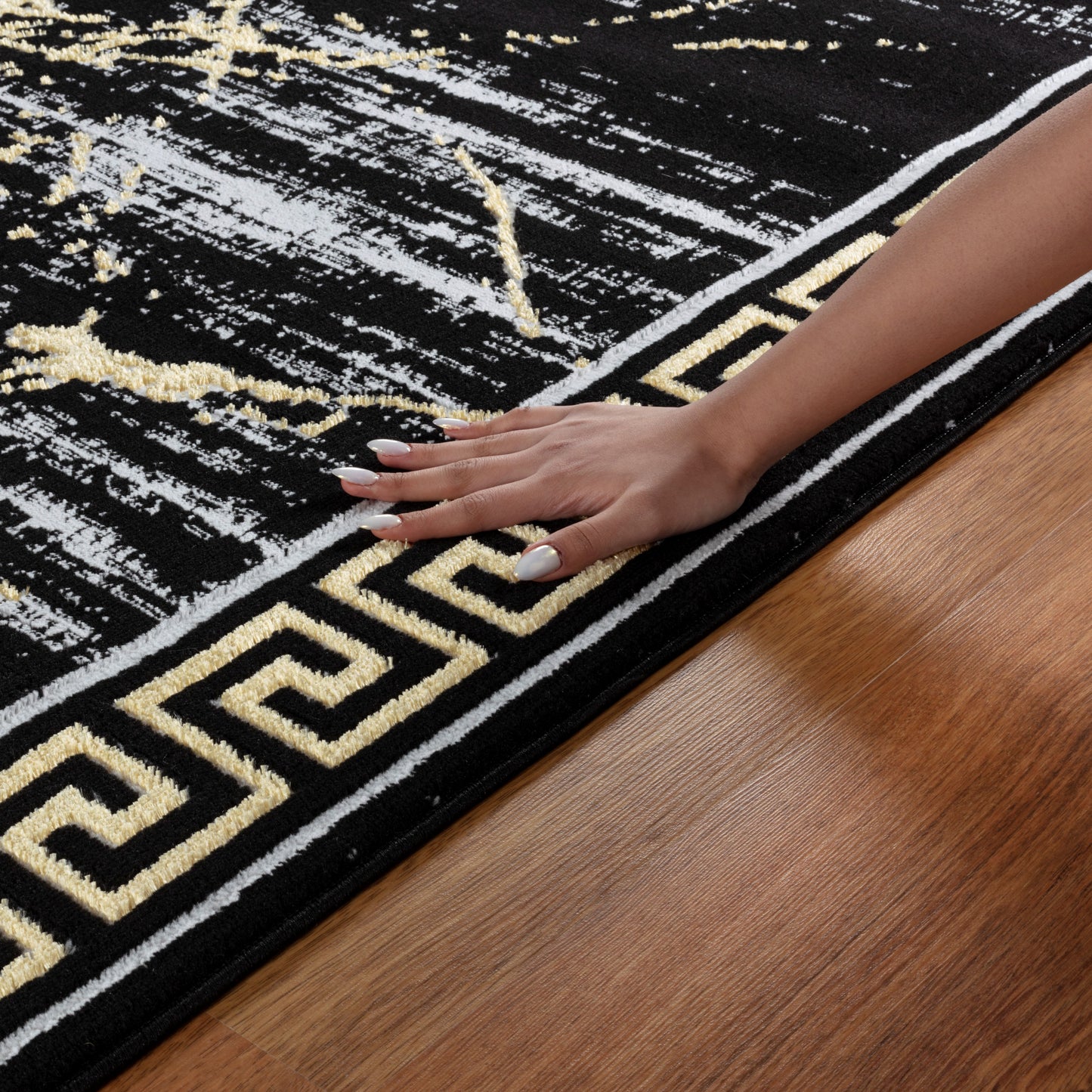 GLORY RUGS Area Rugs Marble 8x10 Black Gold Carpet Modern Abstract Rug Living Room Dining Bedroom Rug