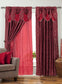 Glory Rugs 2pc Curtain Set with Attached Valance and Backing 55"X84" Each Ragad Burgundy