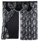 Glory Rugs Jacquard Luxury Curtain Window Panel Set Curtain with Attached Valance and Backing Bedroom Living Room Dining 110"X84" Each Jana Black