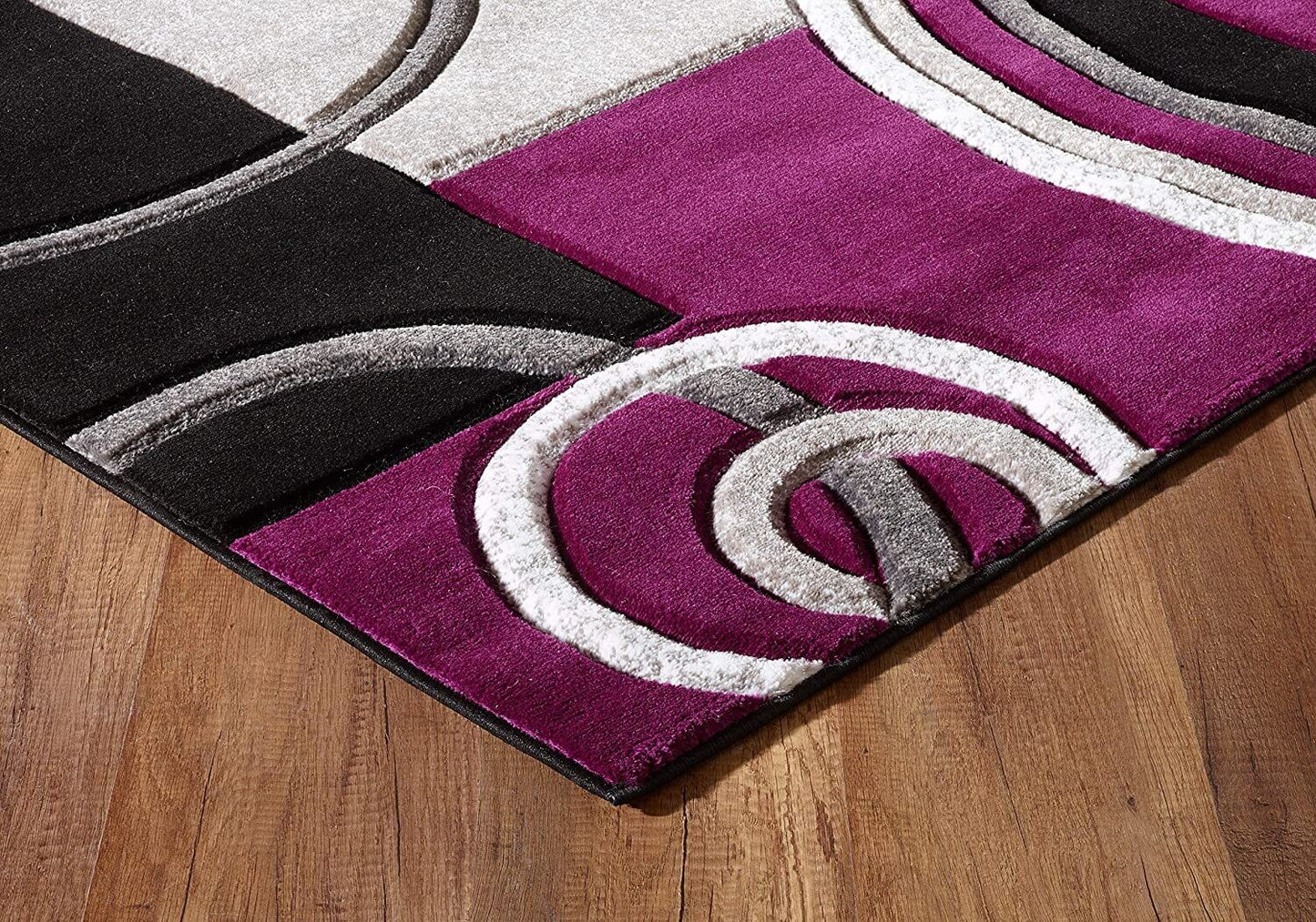 Platinum Collection Swirls Purple Light Grey Rug Carpet Living Room Dining Accent (4937)