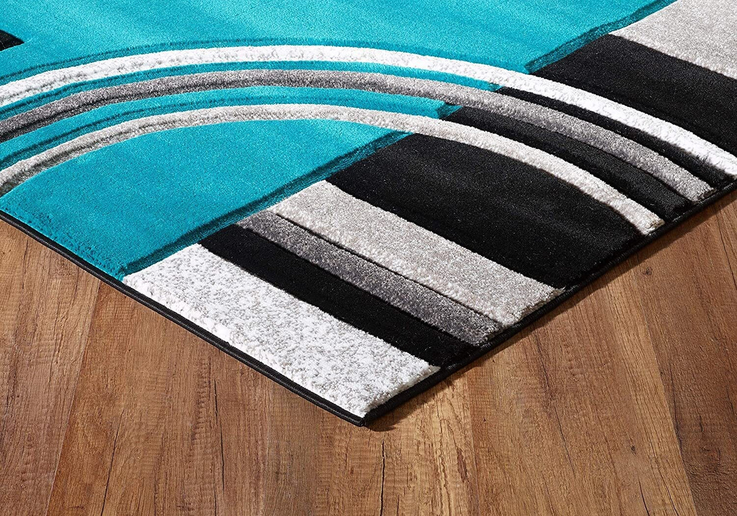 Platinum Collection Swirls Turquoise Grey Rug Carpet Living Room Dining Accent (4937)