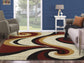 Sevilla Collection Swirls Modern Red Beige Rug Carpet Bedroom Living Room Accent (4817)
