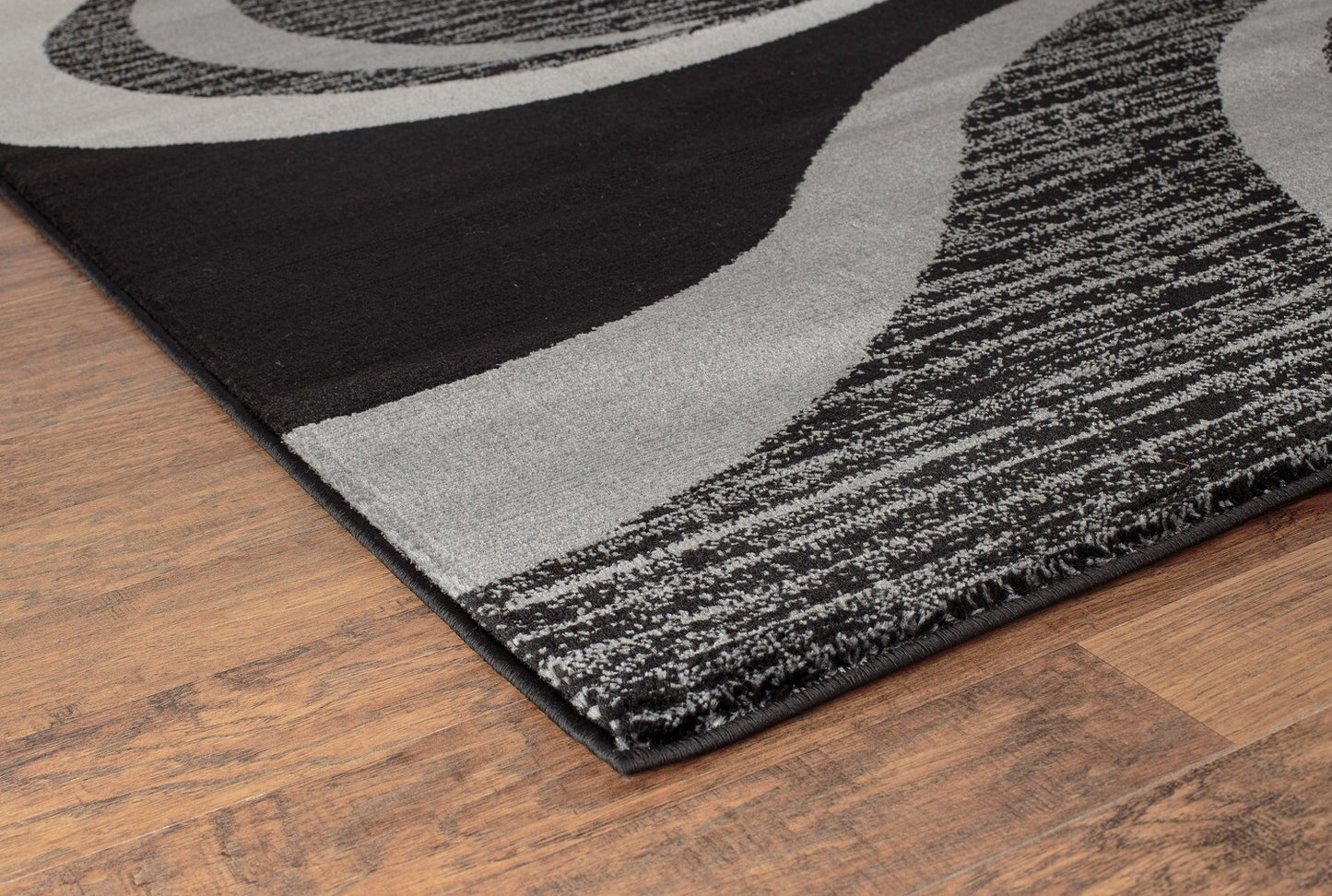 Sevilla Collection Swirls Modern Grey Black Rug Carpet Bedroom Living Room Accent (4817)