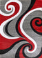 Sevilla Collection Swirls Modern Red Grey Rug Carpet Bedroom Living Room Accent (4817)