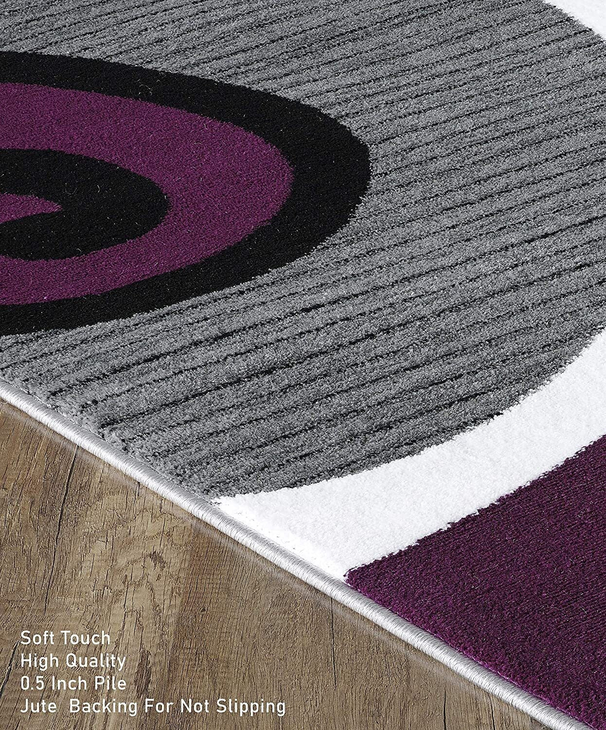 Sevilla Collection Swirls Modern Purple Grey Rug Carpet Bedroom Living Room Accent (4817)
