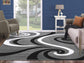 Sevilla Collection Swirls Modern Black Light Grey Rug Carpet Bedroom Living Room Accent (4817)