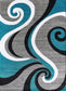 Sevilla Collection Swirls Modern Turquoise Grey Rug Carpet Bedroom Living Room Accent (4817)