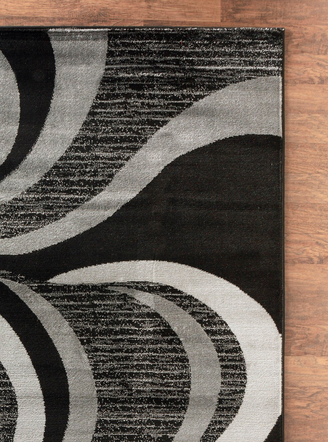 Sevilla Collection Swirls Modern Grey Black Rug Carpet Bedroom Living Room Accent (4817)