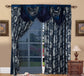 Glory Rugs Jacquard Luxury Curtain Window Panel Set Curtain with Attached Valance and Backing Bedroom Living Room Dining 110"X84" Each Jana Navy