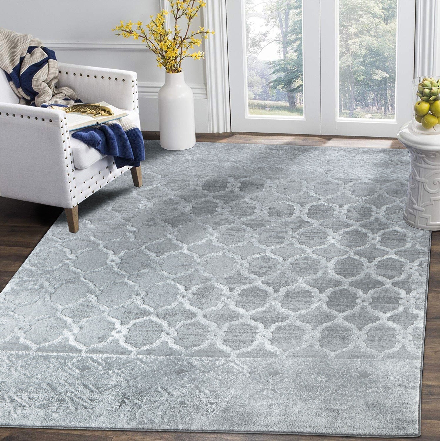Glory Rugs Modern Abstract Trellis Area Rug Grey Rugs for Home Office ...