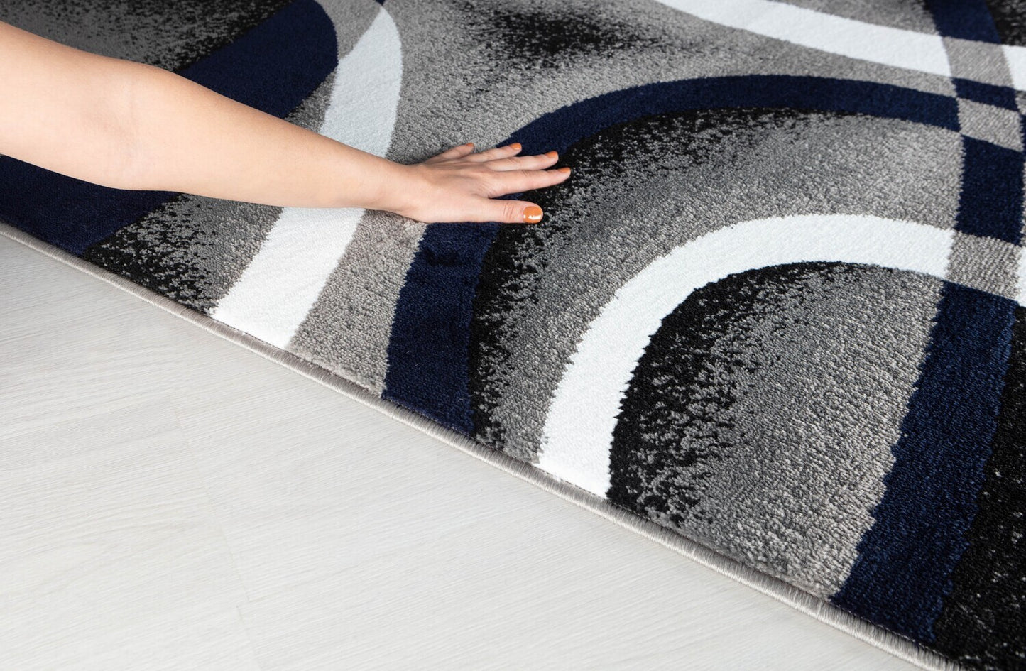 Sevilla Collection Swirls Navy Rug Carpet Bedroom Living Room Accent (4816)