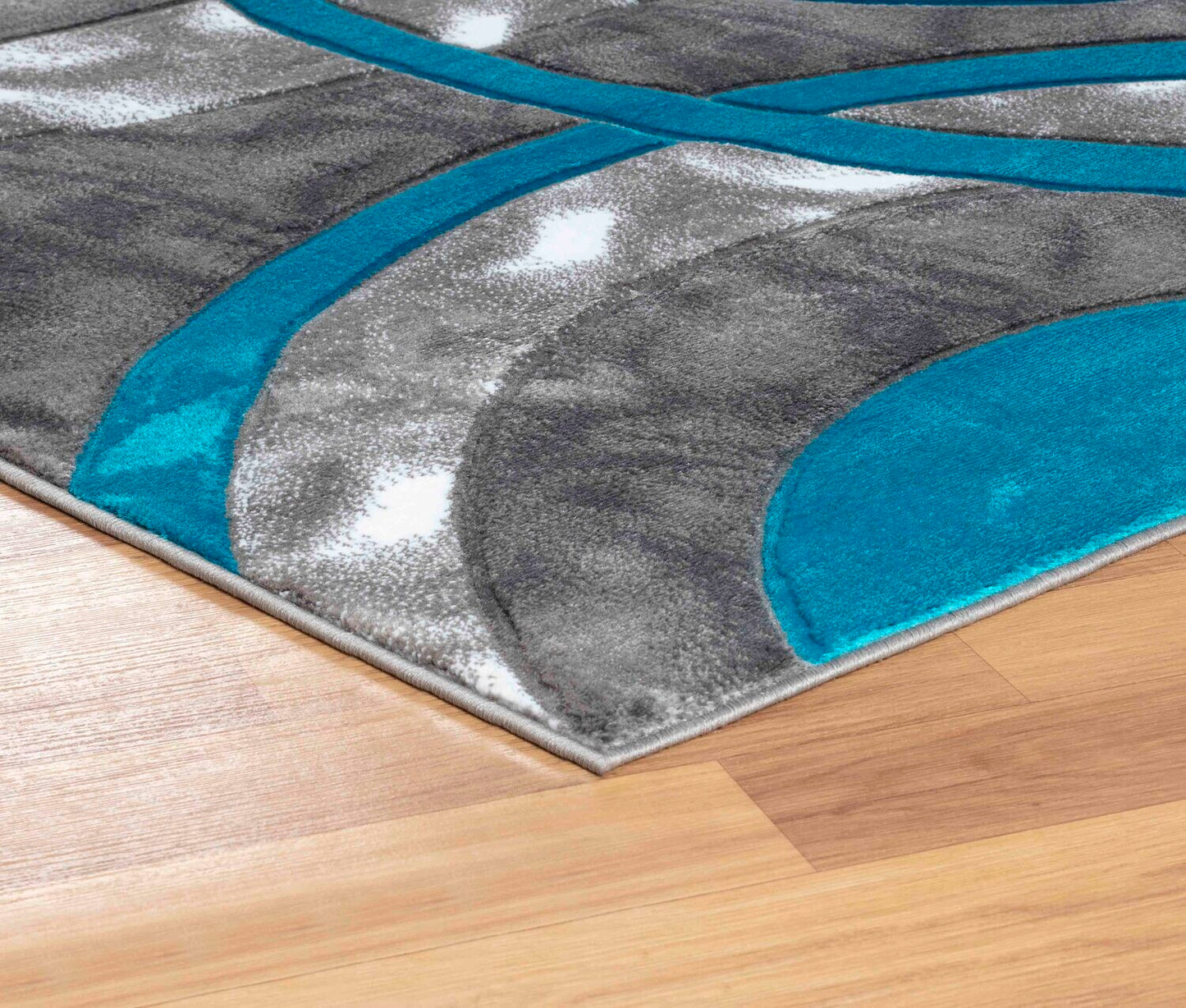 Platinum Collection Circular Turquoise Rug Carpet Living Room Dining Accent (6607)