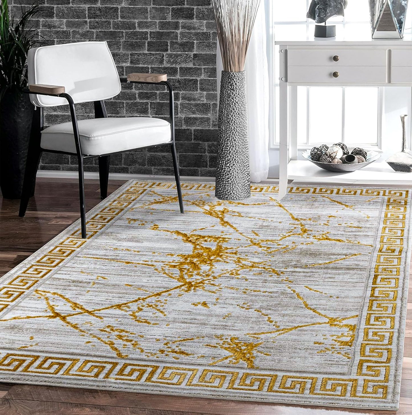 GLORY RUGS Area Rugs Marble Gold Carpet Modern Abstract Rug Living Room Dining Bedroom Rug