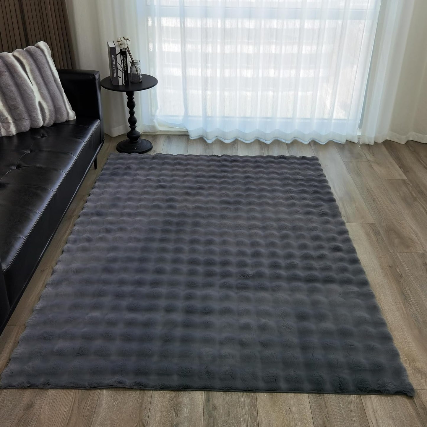 GLORY RUGS Area Rugs Soft Faux Rabbit Fur Rug Plush Carpet Shag Cozy Fluffy Rug Non Slip Rugs, Machine Washable Shaggy Area Rug Bedroom Living Room and Dining Room.