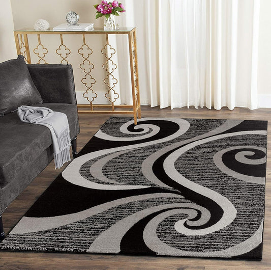 GLORY RUGS Modern Area Rug Swirls Carpet Bedroom Living Room Contemporary Dining Accent Sevilla Collection 4817A