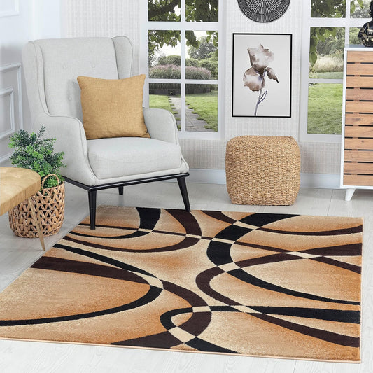 GLORY RUGS 4816 Modern Area Rug Swirls Carpet Bedroom Living Room Contemporary Dining Accent Sevilla Collection