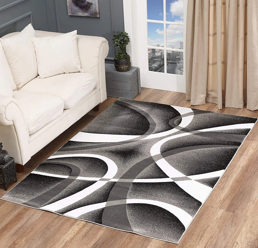 GLORY RUGS 4816 Modern Area Rug Swirls Carpet Bedroom Living Room Cont