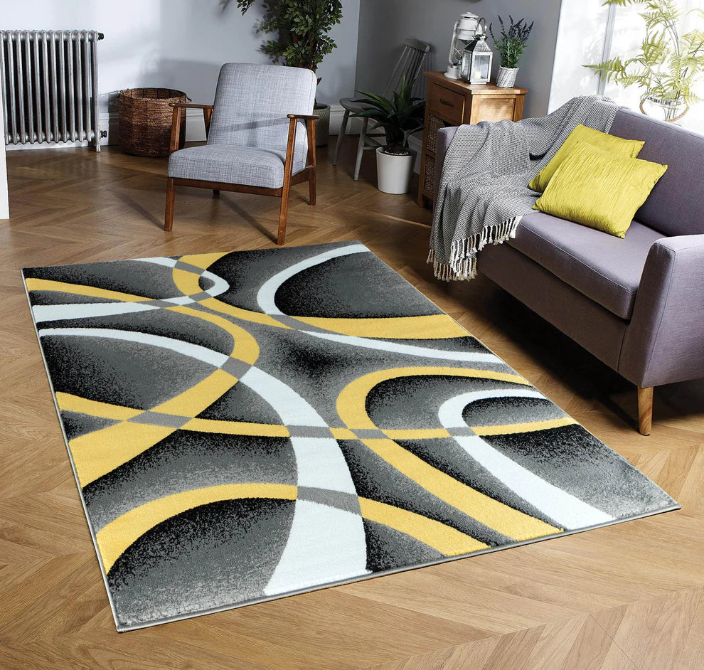 GLORY RUGS 4816 Modern Area Rug Swirls Carpet Bedroom Living Room Cont